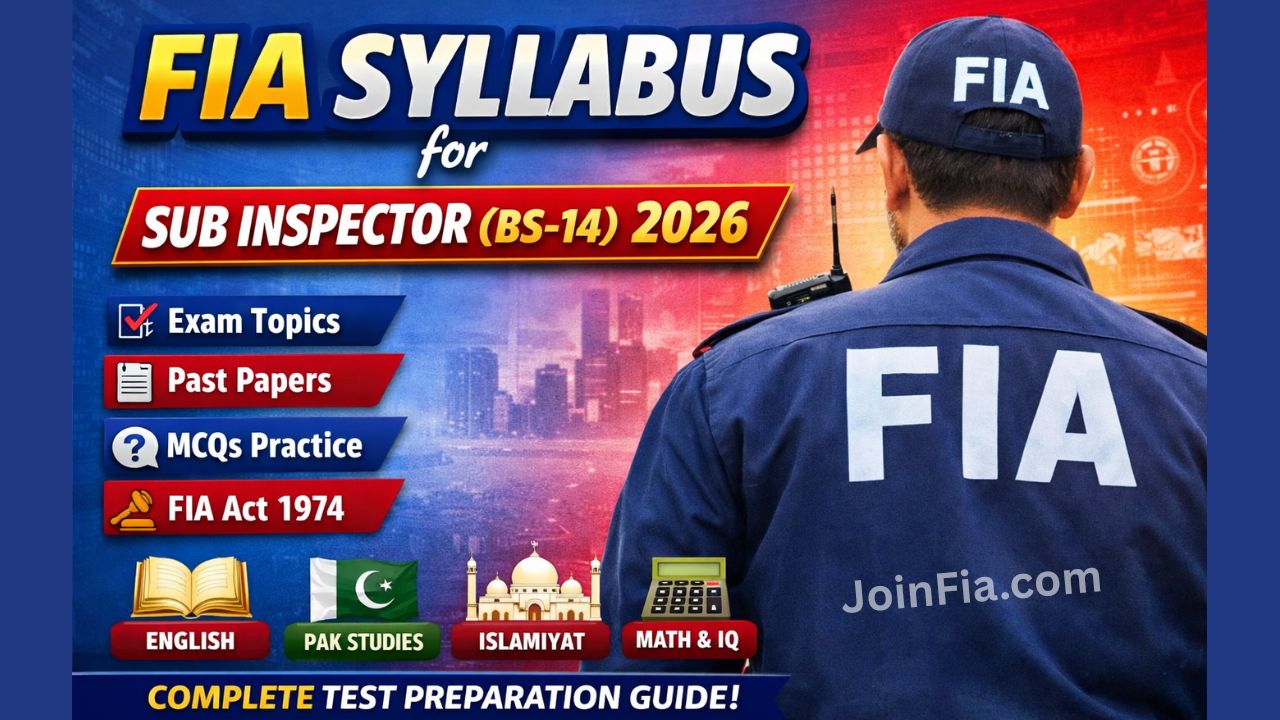 FIA Syllabus for Sub Inspector (BS-14) 2026